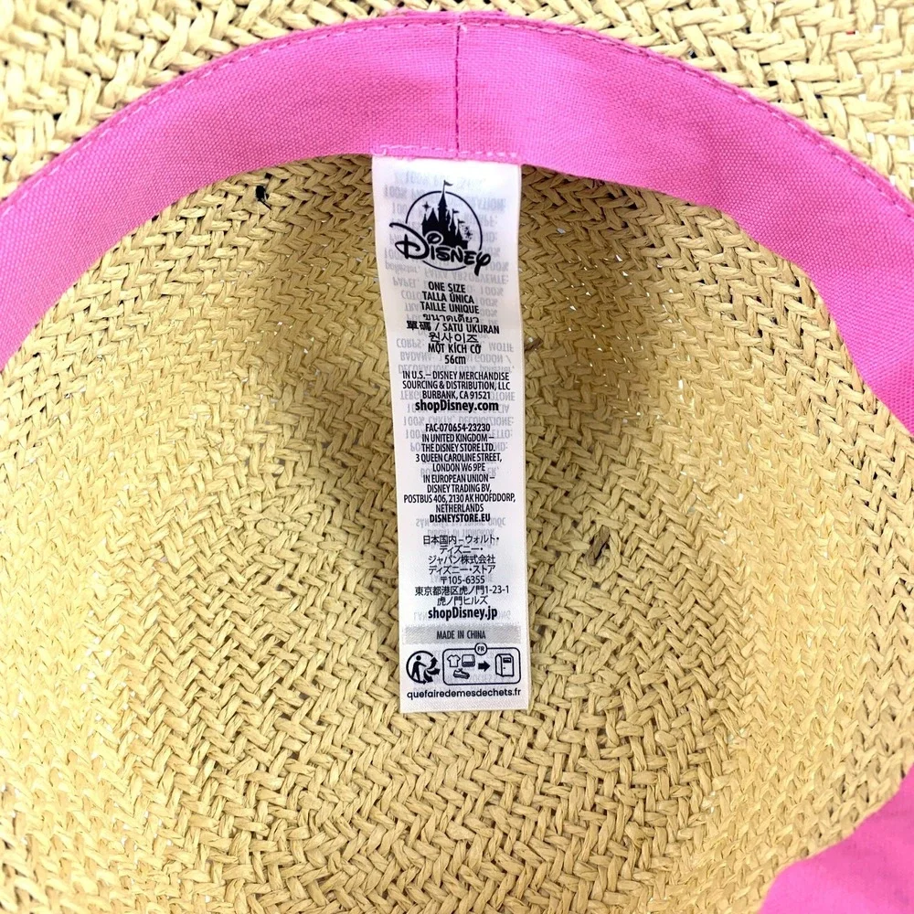 Disney Straw Sun Bucket Hat Minnie Mouse Bow Polka Dots say‎ Minnie Mouse OSFM